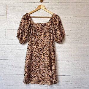Billabong Dress Womens Size Small Paradise Leopard Print Off the Shoulder Mini